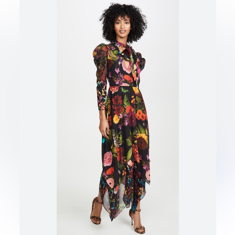 Alice + Olivia Black Dress with Floral Accents